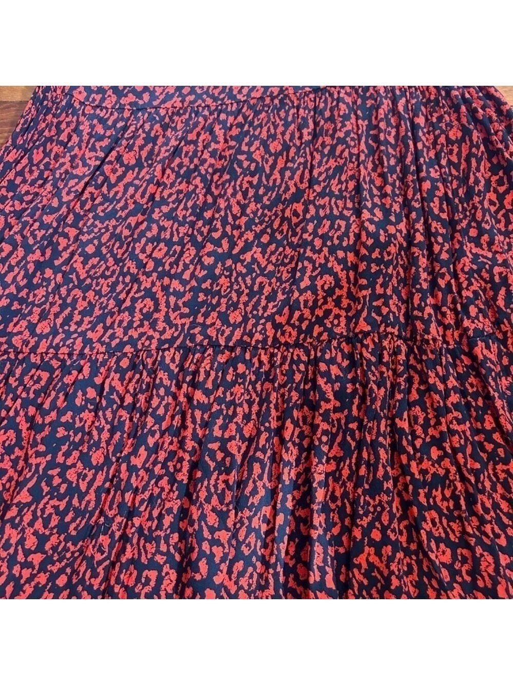 Zara Women 100% Viscose Tiered Red Black Ruffle Dress Sz XS Zip&Button Closure - Picture 3 of 8
